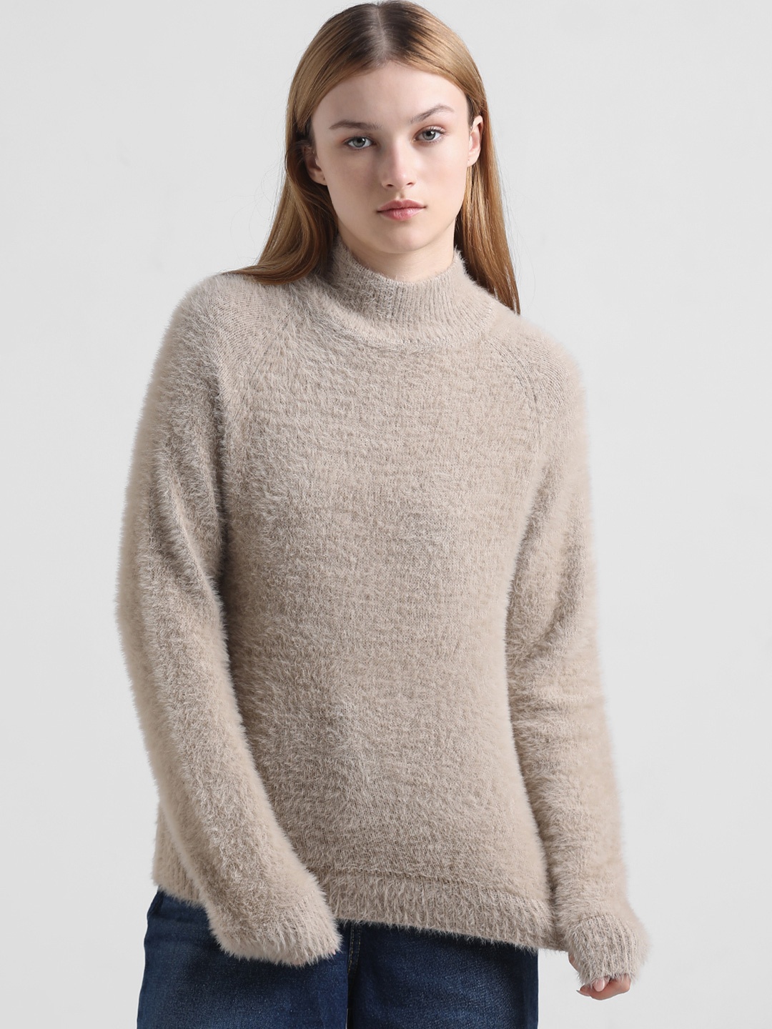 ONLY Pullover with Fuzzy Detail, Beige