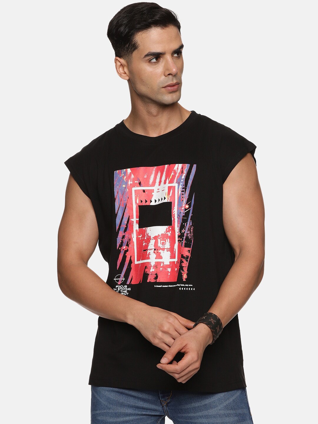 

IMPACKT Graphic Printed Pure Cotton T-shirt, Black