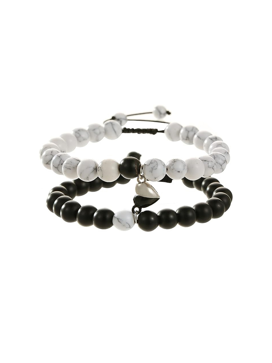 

EL REGALO Unisex Set Of 2 Beaded Wraparound Bracelets, Black