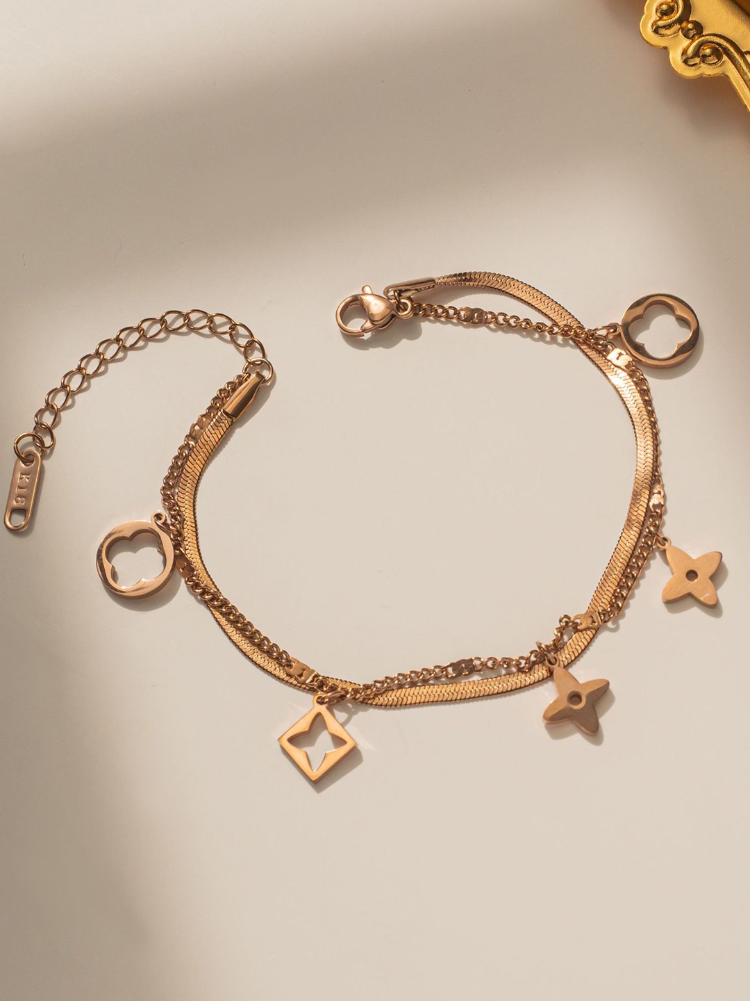 

MYKI Rose Gold-Plated Star Shapped Multistrand Bracelet