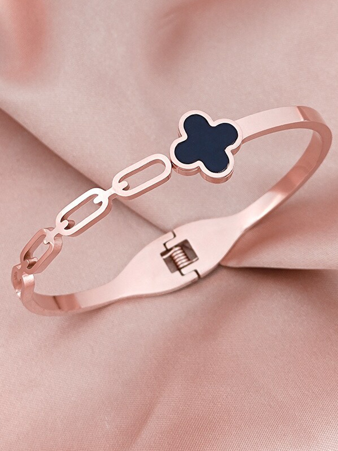 

MYKI Cubic Zirconia Rose Gold-Plated Kada Bracelet