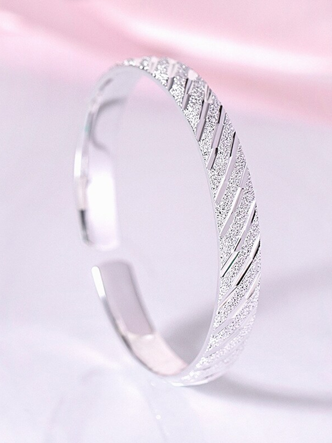 

MYKI Silver-Plated Cubic Zirconia Studded Kada Bracelet