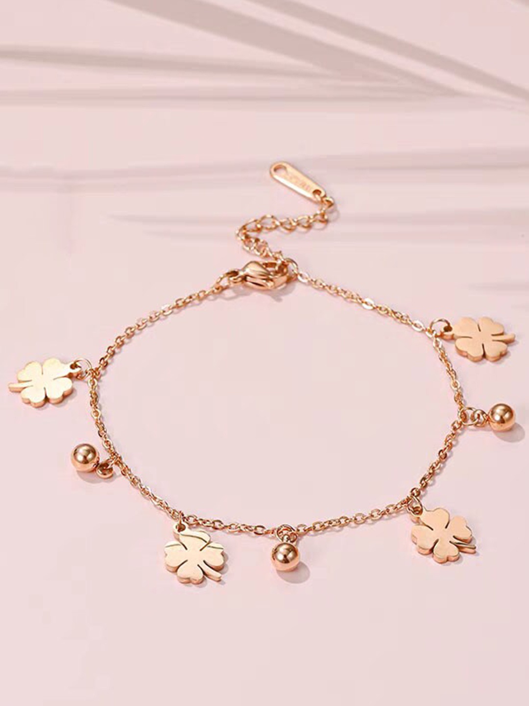 MYKI Rose Gold-Plated Floral Charm Bracelet
