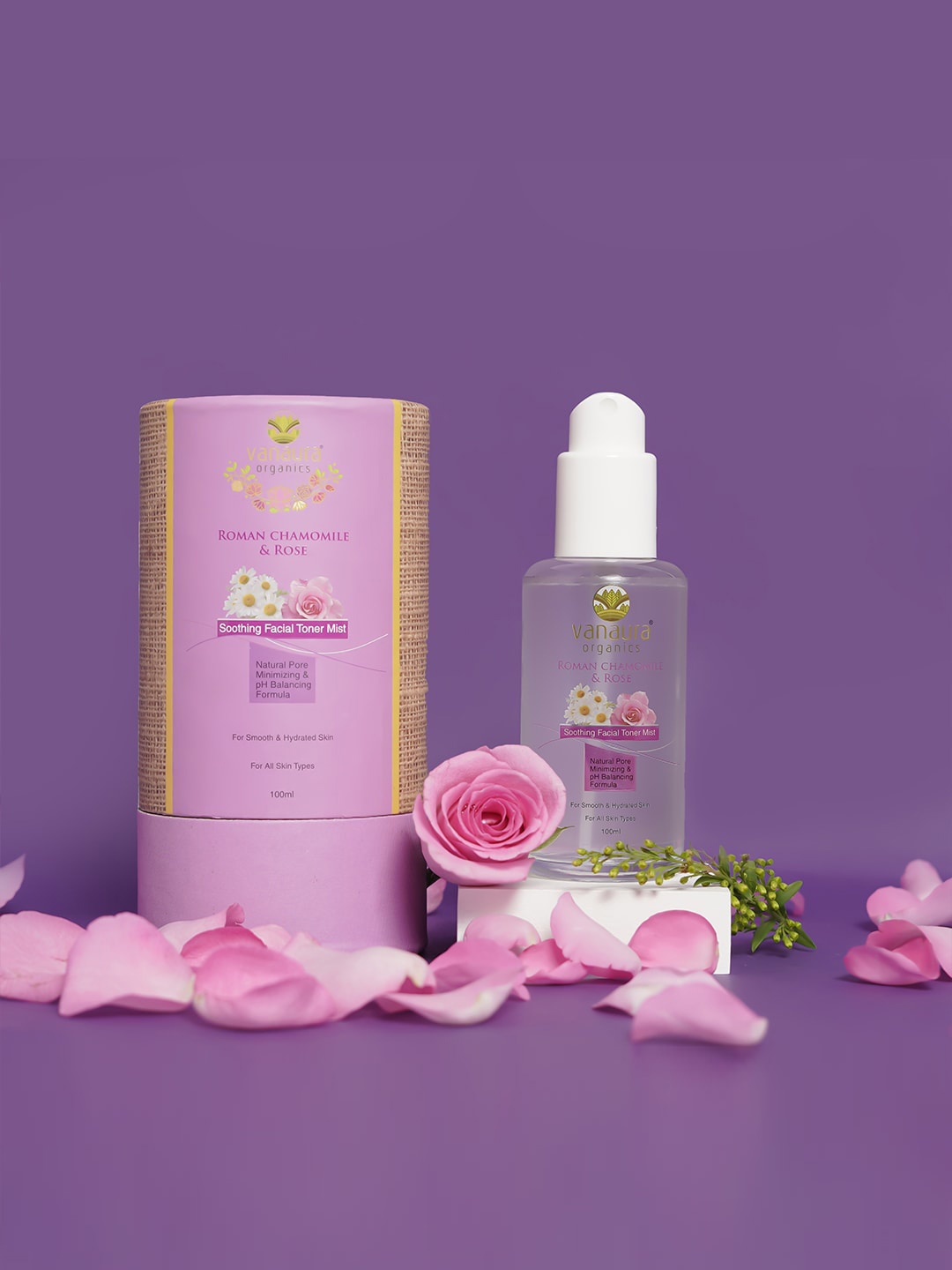 

vanaura organics Roman Chamomile & Rose Soothing Facial Toner, Purple