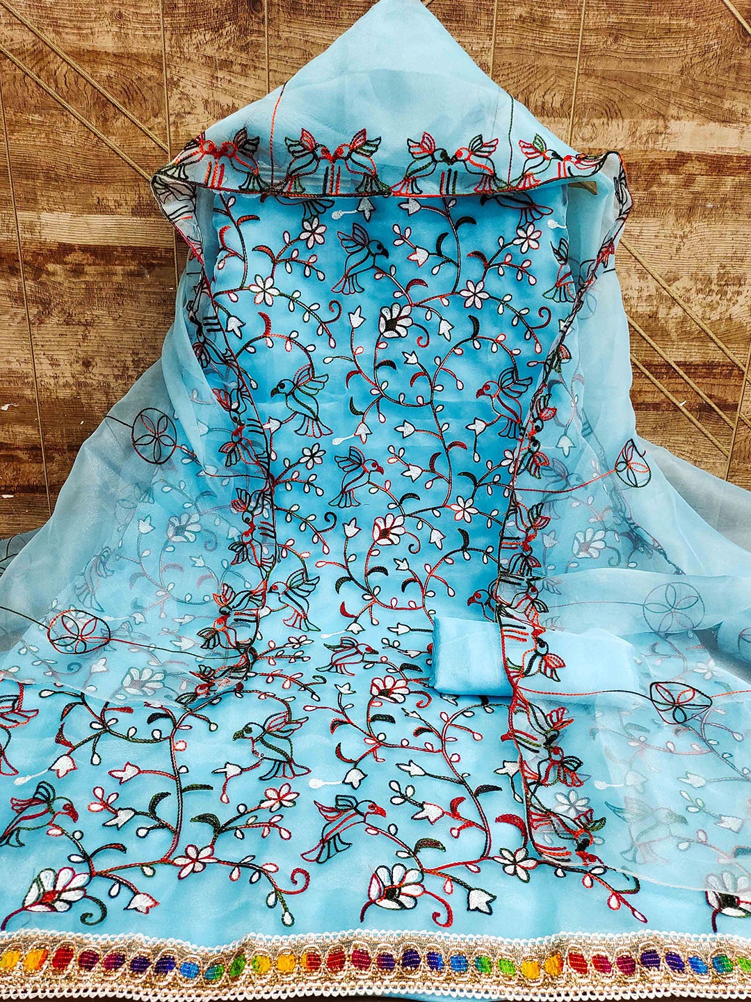 

MANVAA Embroidered Unstitched Dress Material, Blue