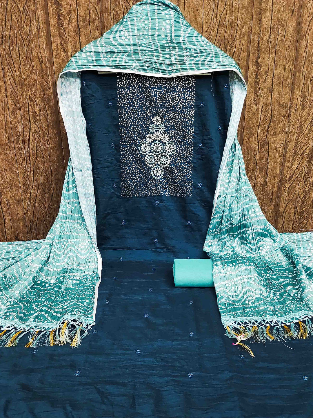 

MANVAA Embroidered Unstitched Dress Material, Teal