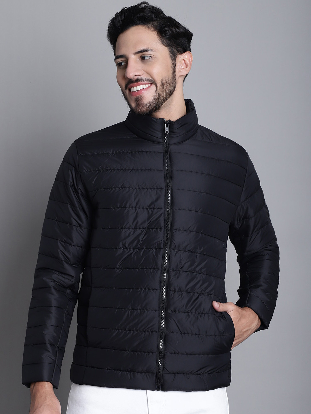 

Cantabil Mock Collar Lightweight Padded Jacket, Black