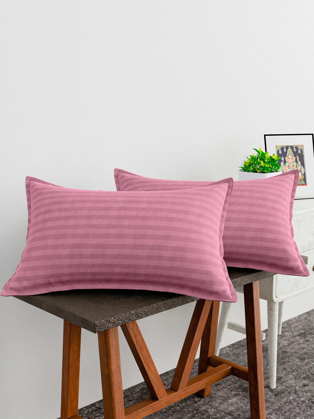 

Kuber Industries 6 Pcs Pink Striped Cotton Pillow Covers
