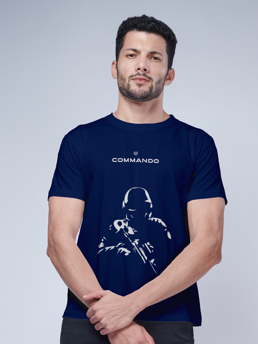 

Aero Armour Unisex Typography Printed T-shirt, Navy blue