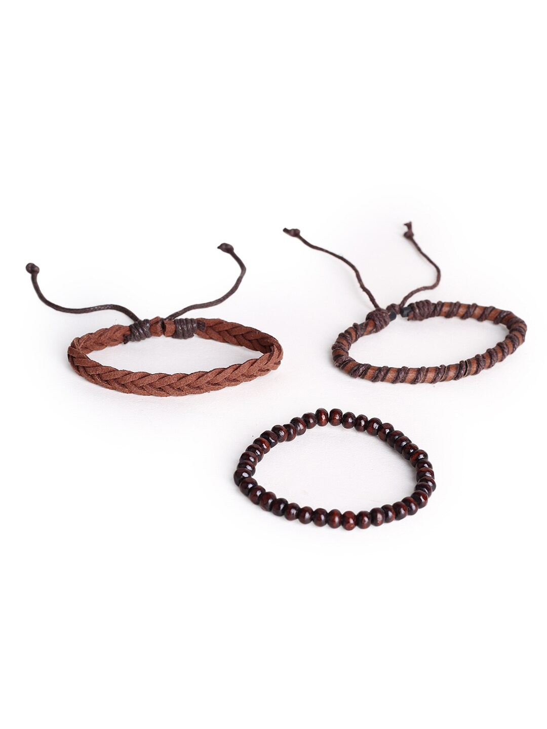 

Hashburys Men Set Of 3 Leather Wraparound Bracelets, Brown