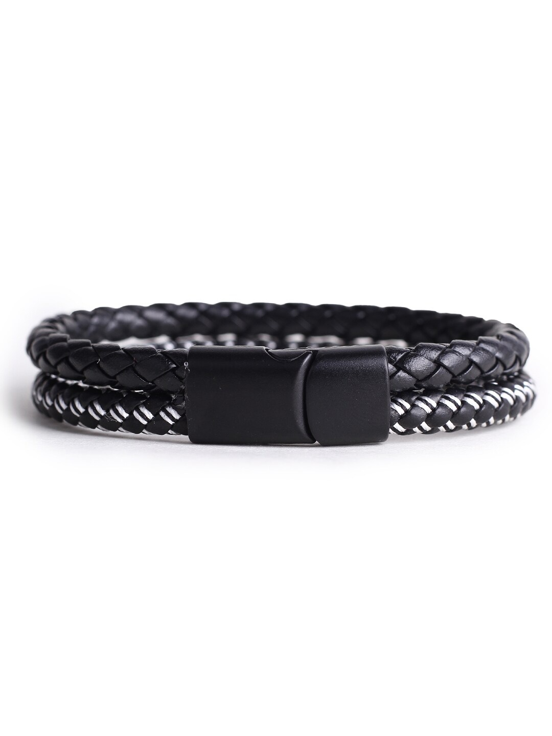 

Hashburys Men Leather Wraparound Bracelet, Black