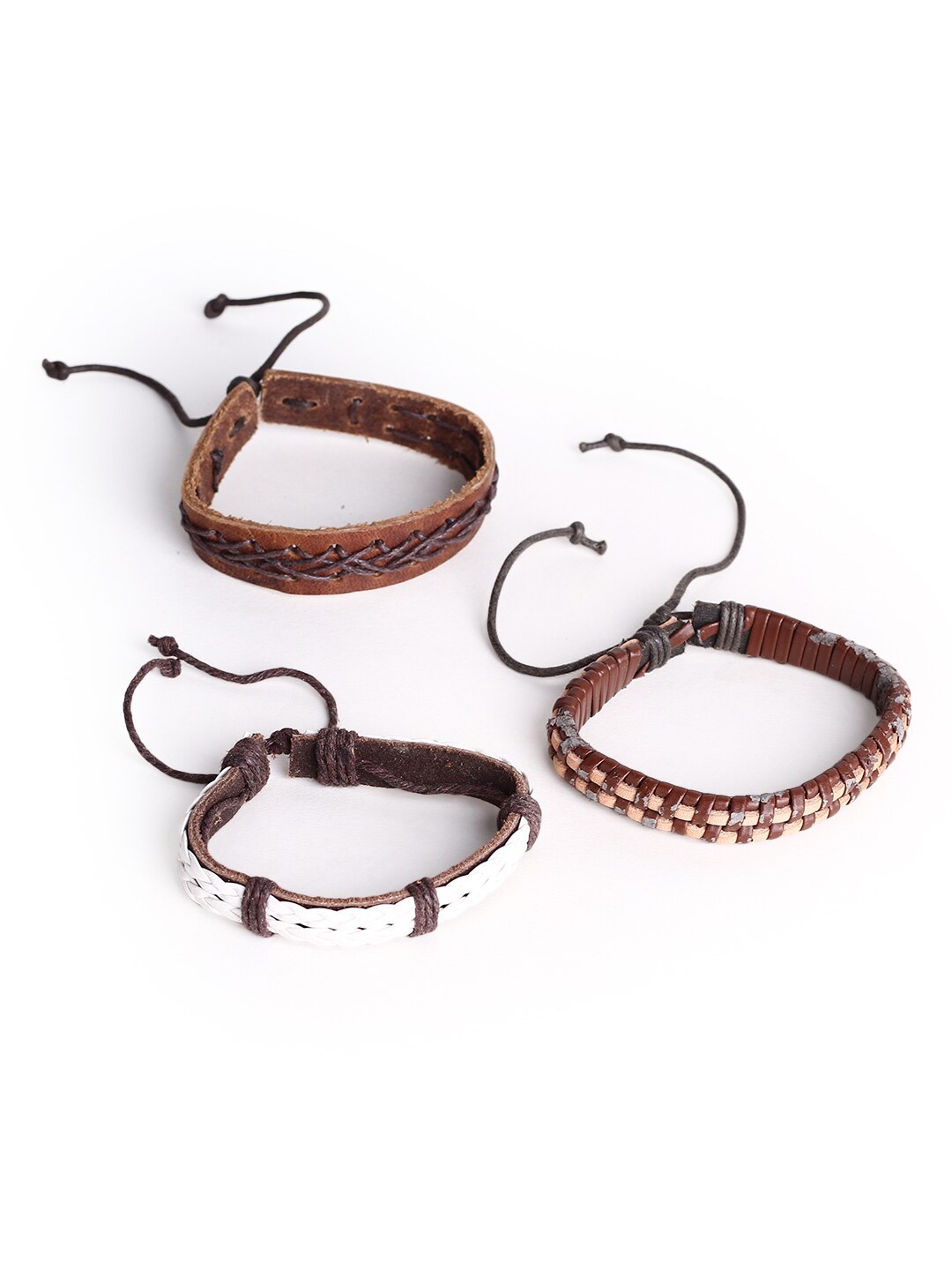 

Hashburys Men Set Of 3 Leather Wraparound Bracelet, Brown