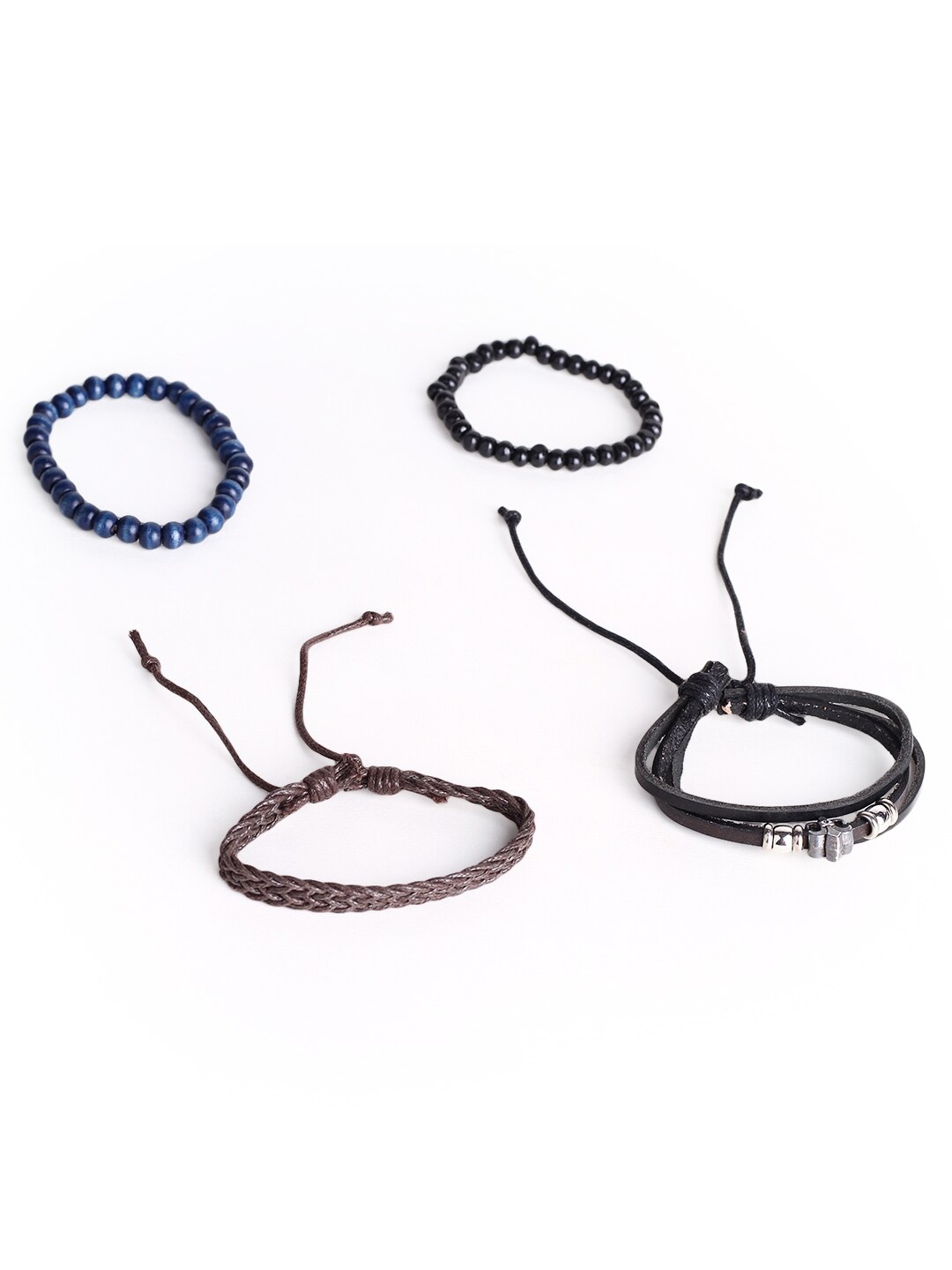 

Hashburys Men Set Of 3 Leather Wraparound Bracelet, Brown