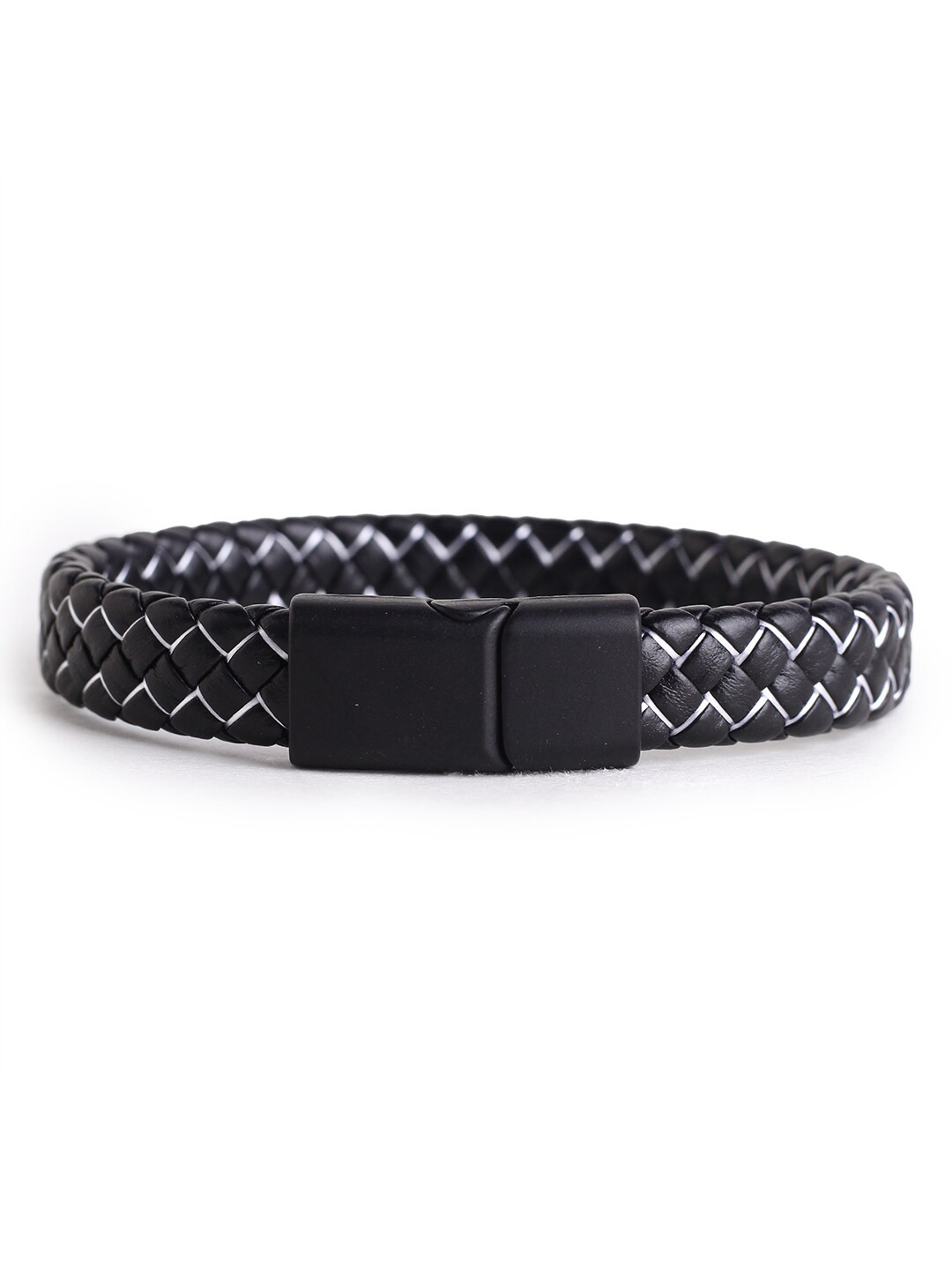 

Hashburys Men Leather Wraparound Bracelet, Black