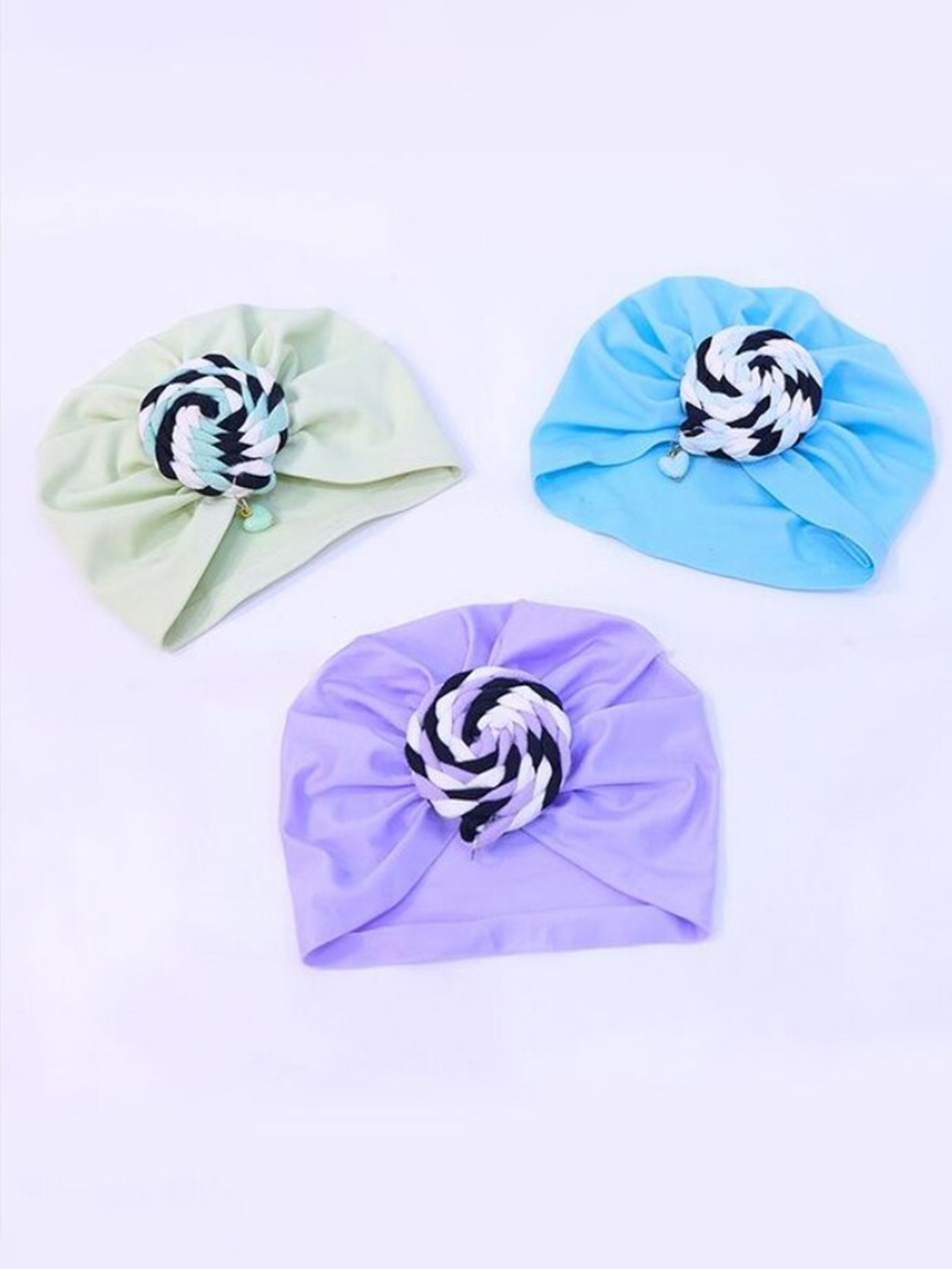 

TIPY TIPY TAP Kids Pack Of 3 Cotton Spiral Turban Cap, Blue