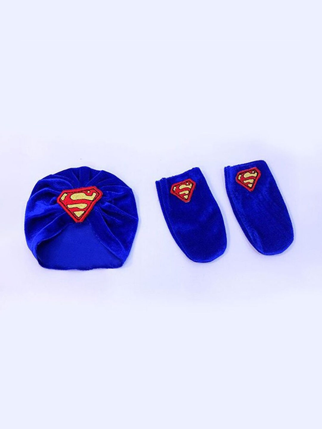 

TIPY TIPY TAP Kids Super Hero Pure Cotton Turban Cap With Socks, Blue