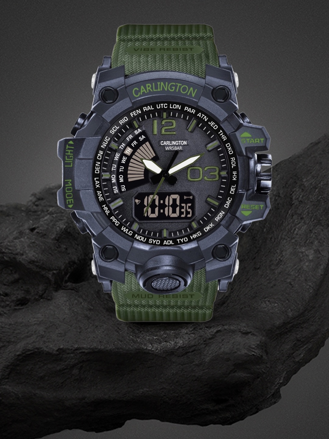 

CARLINGTON Men Synthetic Straps Analogue and Digital Watch- CT 3366 Green
