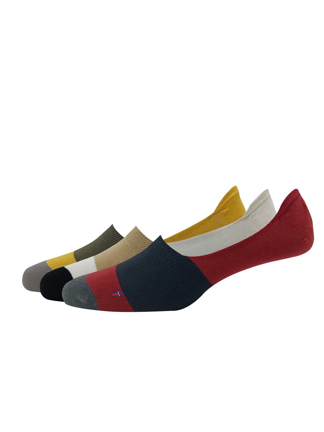 

Louis Philippe Pack Of 3 Colorblocked Cotton Shoe-liner Socks, Olive