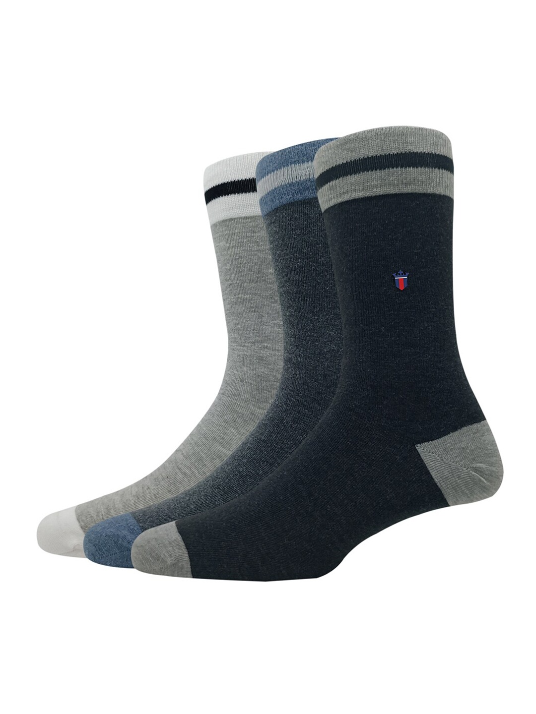 

Louis Philippe Pack Of 3 Patterned Cotton Calf-length Socks, Black
