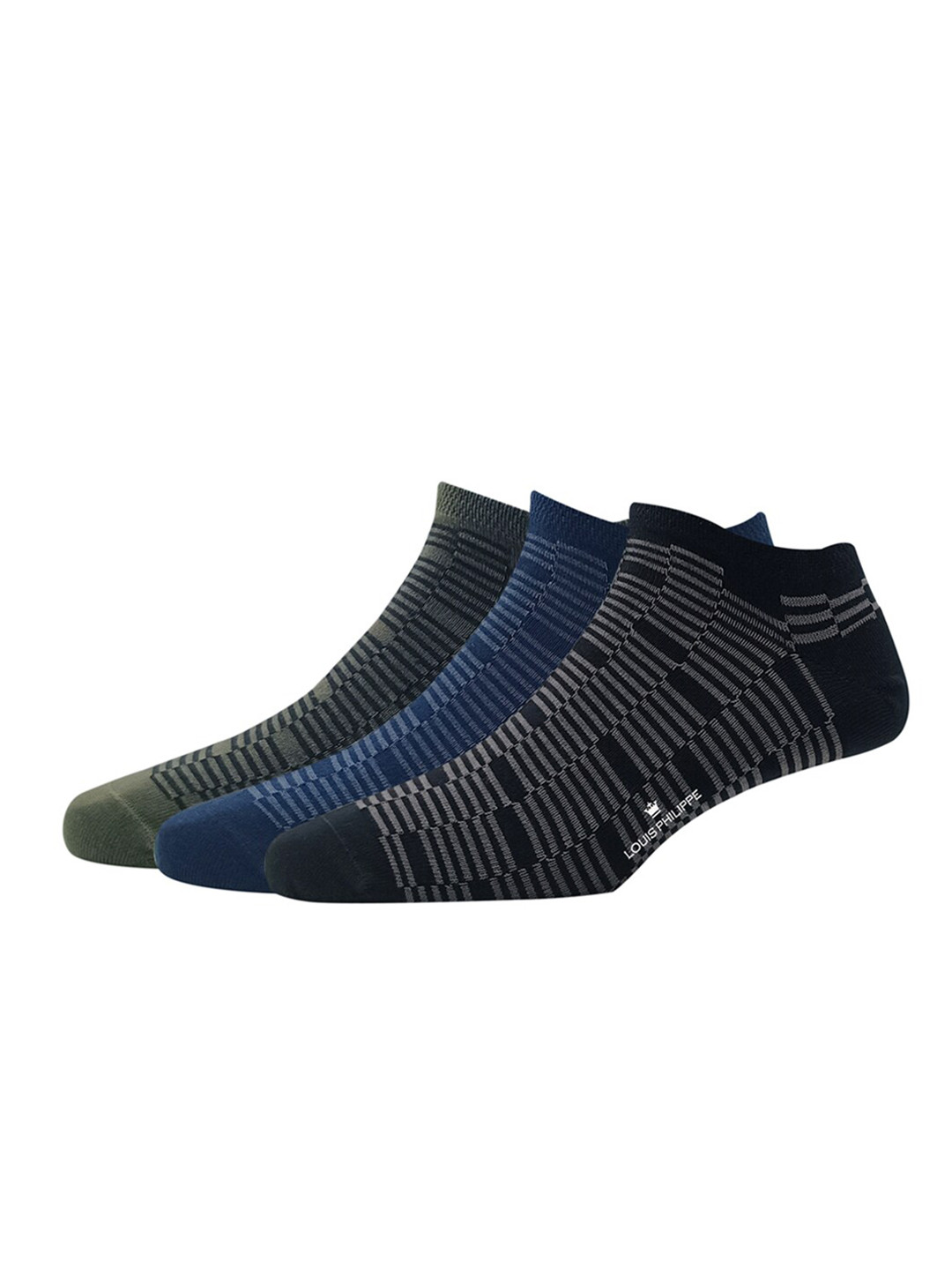 

Louis Philippe Men Pack Of 3 Patterned Ankle-length Socks, Black