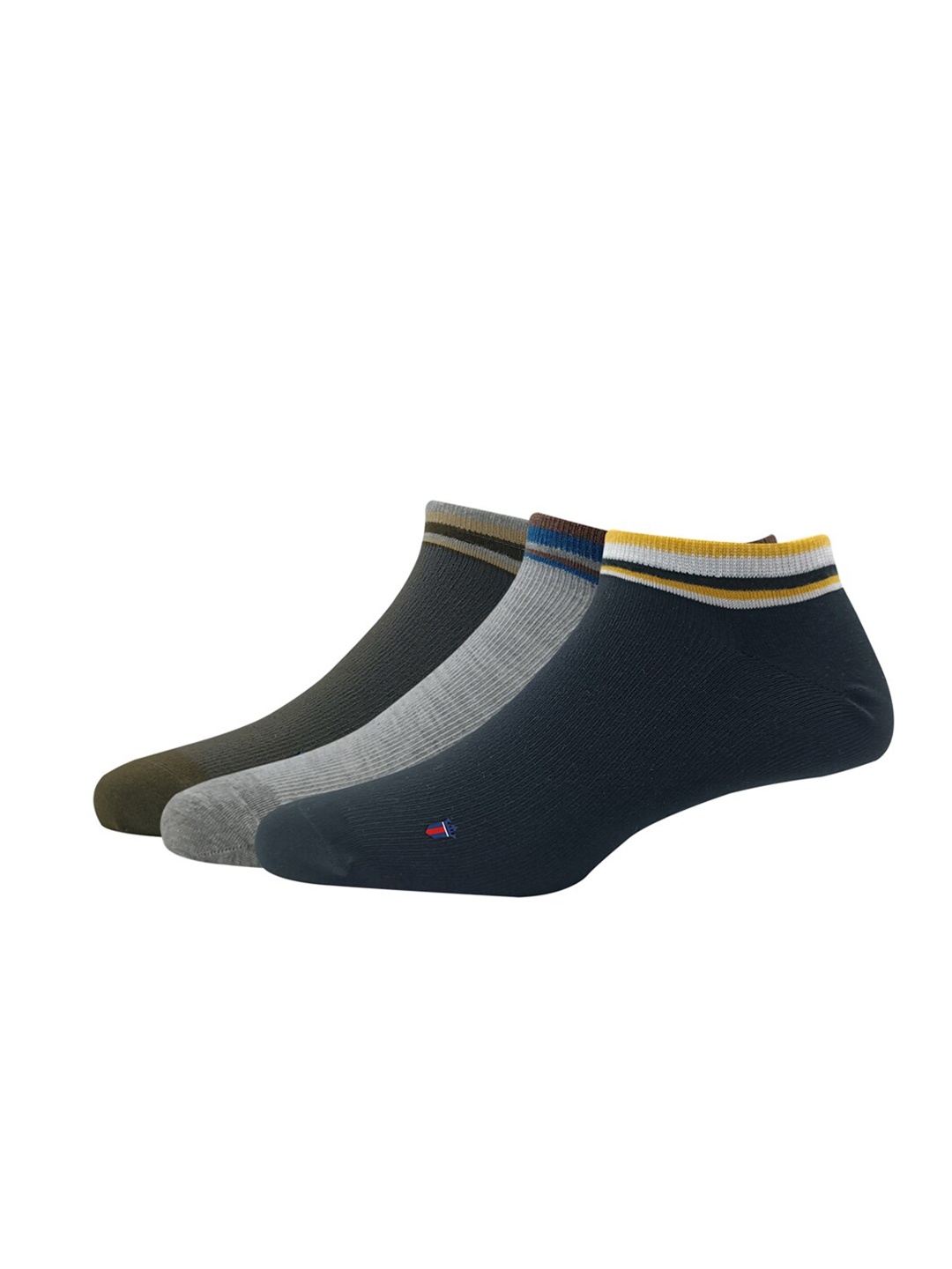 

Louis Philippe Pack Of 3 Patterned Cotton Ankle-length Socks, Black