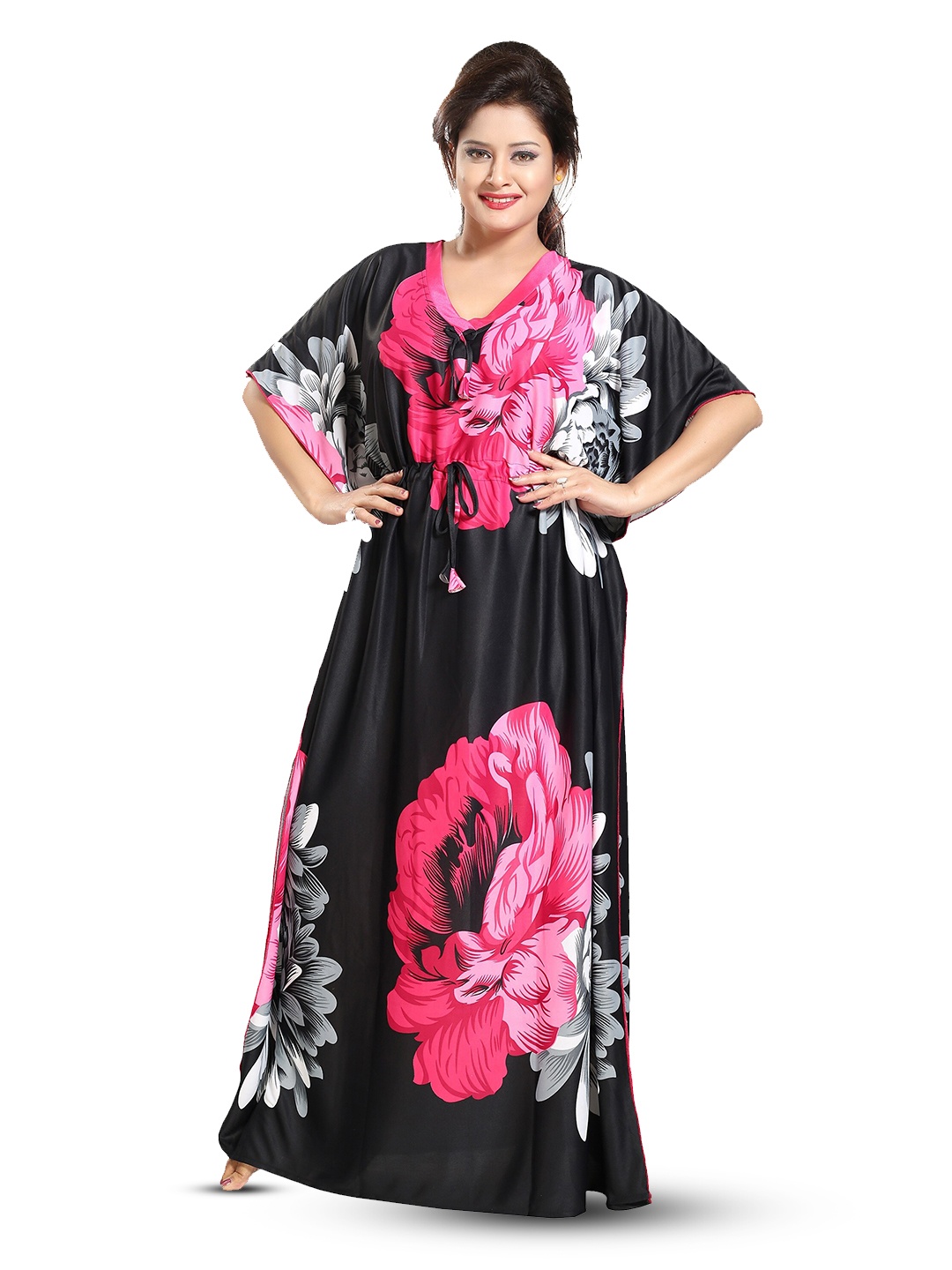 

Noty Floral Printed Maxi Kaftan Nightdress, Pink