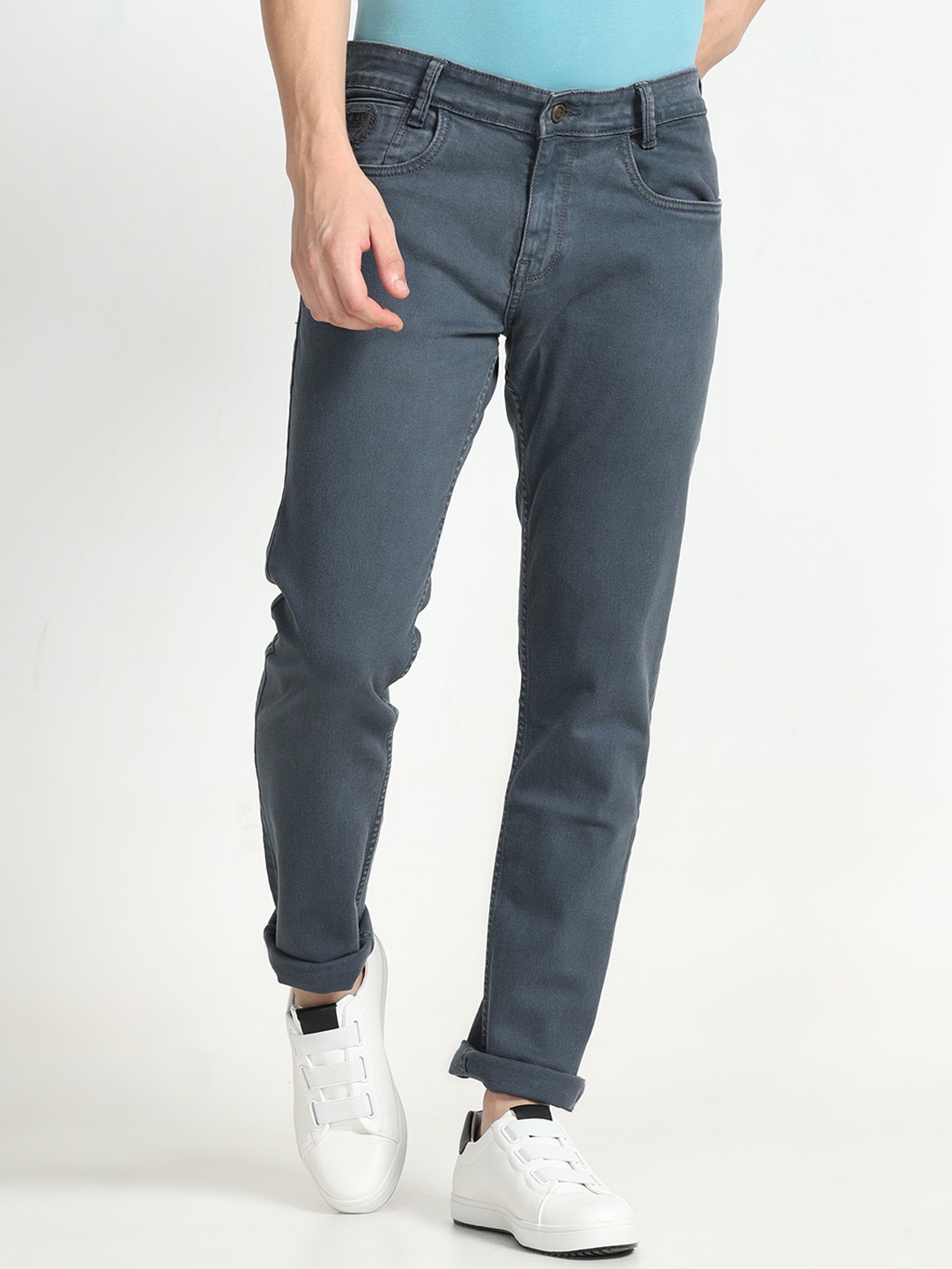 

Jean Cafe Men Jean Slim Fit Clean Look Pure Cotton Jeans, Grey
