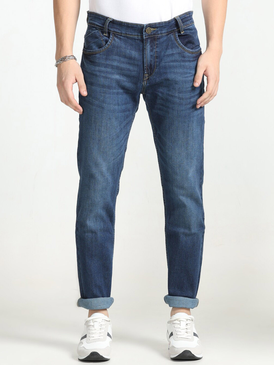 

Jean Cafe Men Jean Slim Fit Clean Look Pure Cotton Jeans, Blue