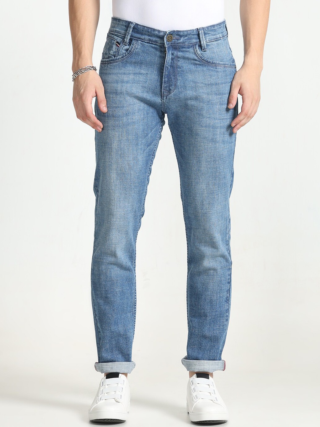 

Jean Cafe Men Jean Slim Fit Heavy Fade Pure Cotton Jeans, Blue