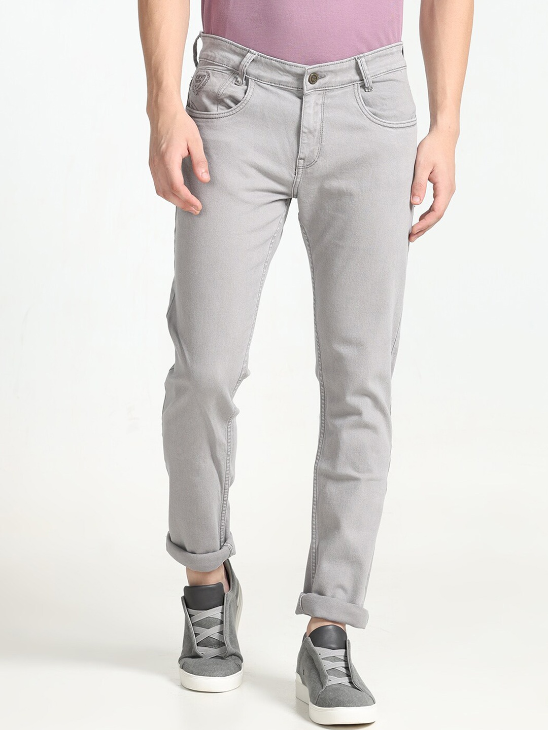 

Jean Cafe Men Cotton Jean Slim Fit Clean Look Jeans, Grey