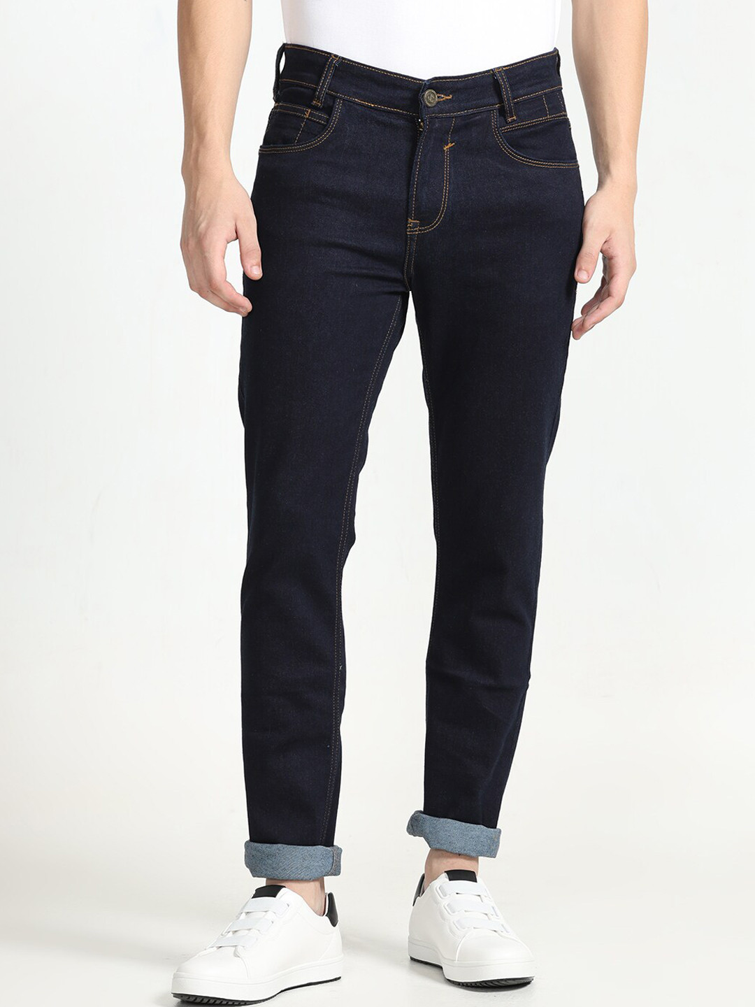 

Jean Cafe Men Jean Slim Fit Clean Look Pure Cotton Jeans, Blue