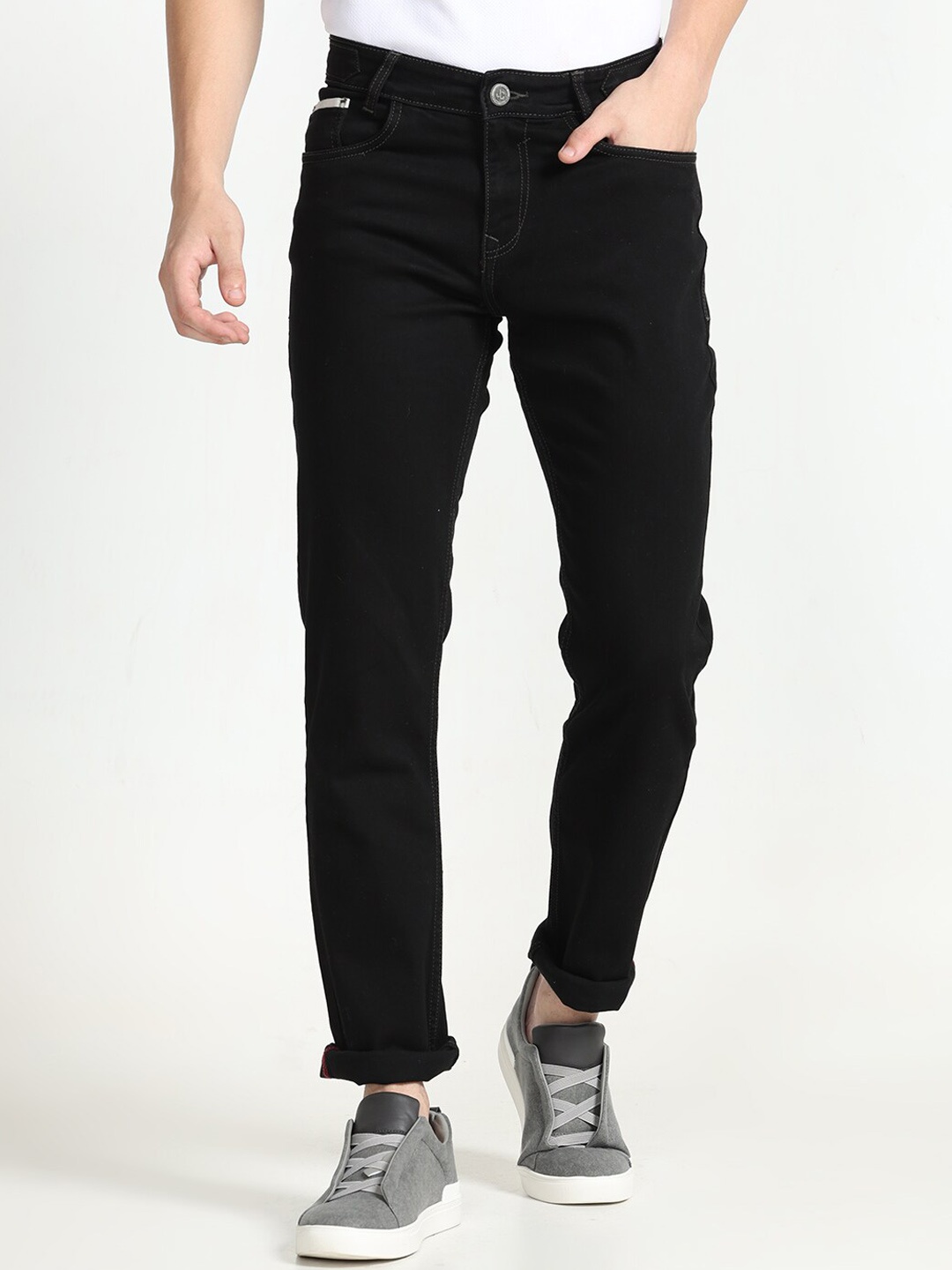 

Jean Cafe Men Cotton Jean Slim Fit Clean Look Jeans, Black