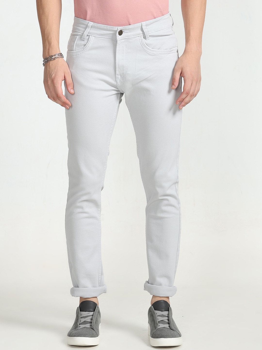 

Jean Cafe Men Jean Slim Fit Clean Look Pure Cotton Jeans, White