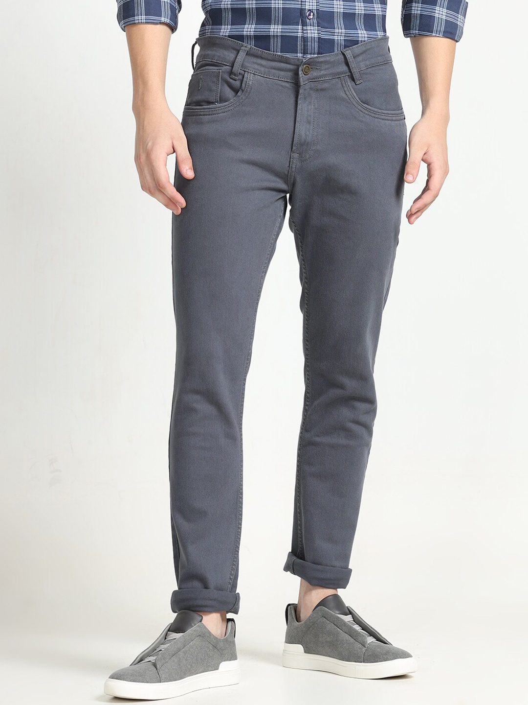 

Jean Cafe Men Cotton Jean Slim Fit Clean Look Jeans, Grey