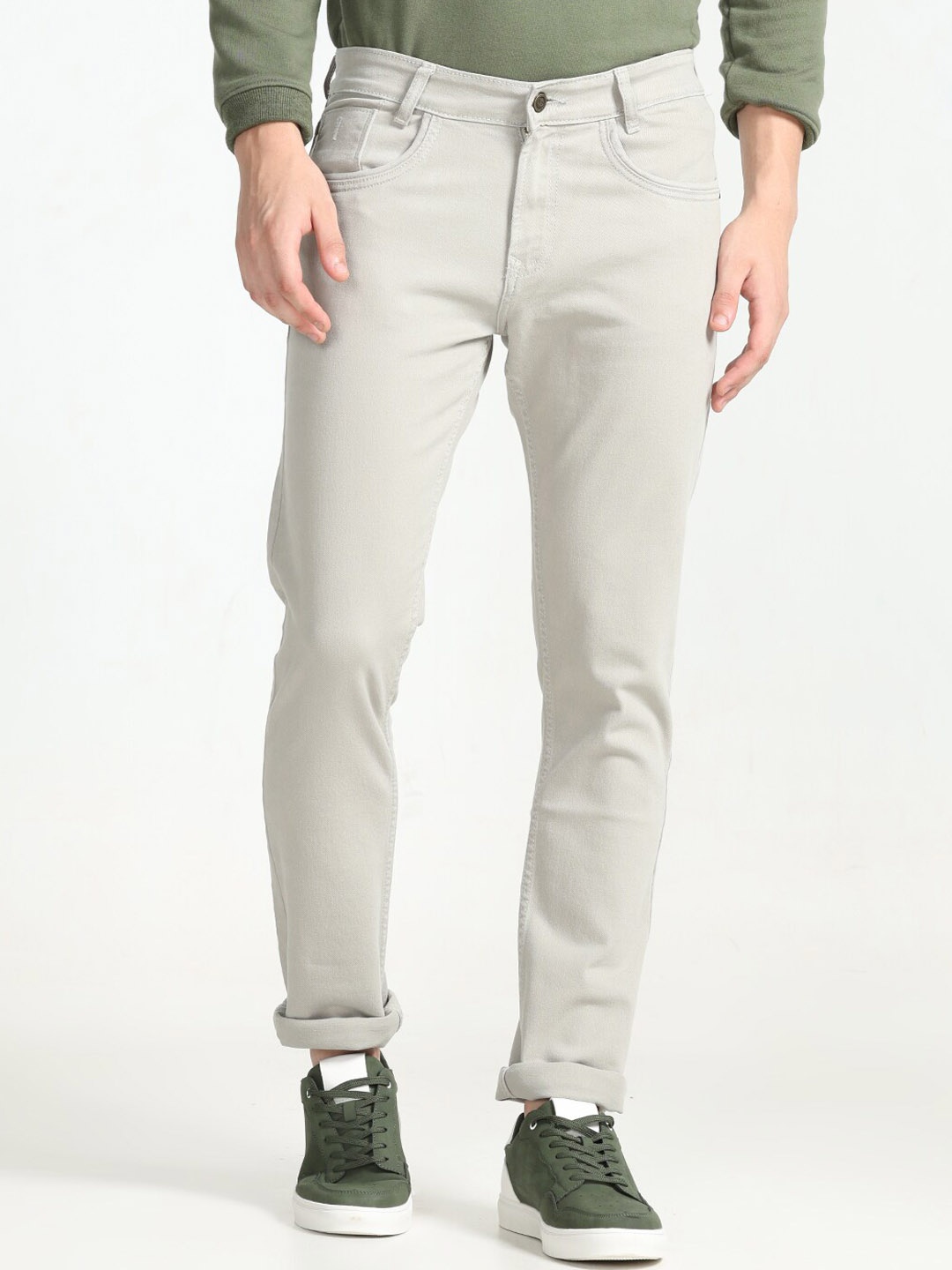 

Jean Cafe Men Cotton Jean Slim Fit Clean Look Jeans, Grey
