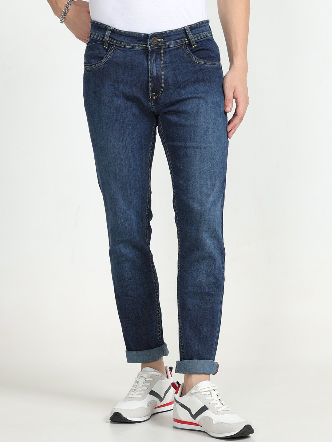 

Jean Cafe Men Jean Slim Fit Pure Cotton Light Fade Jeans, Blue