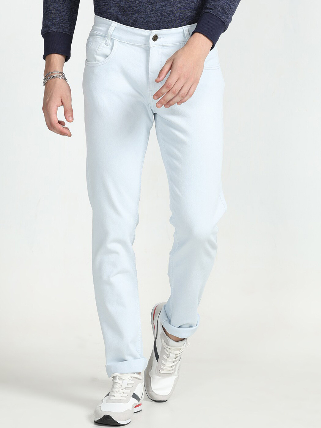 

Jean Cafe Men Jean Slim Fit Clean Look Mid-Rise Pure Cotton Jeans, Blue