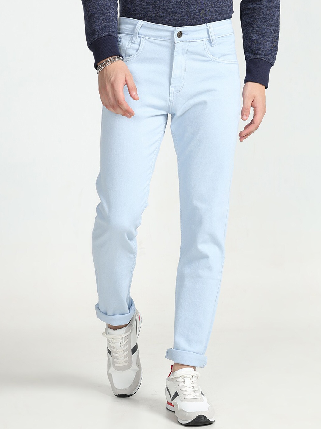 

Jean Cafe Men Jean Slim Fit Clean Look Pure Cotton Jeans, Blue