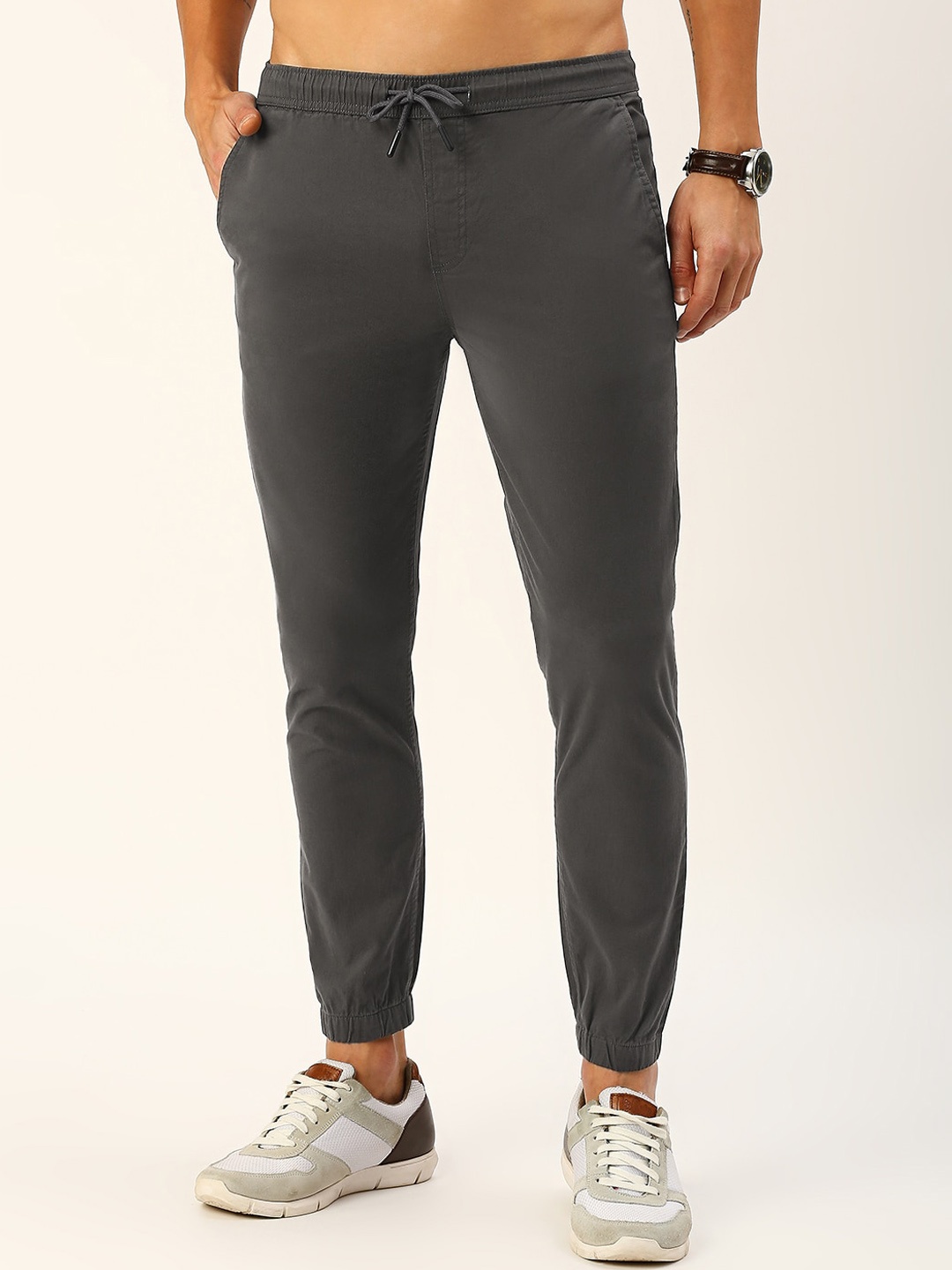 

Provogue Men Smart Slim Fit Joggers, Grey