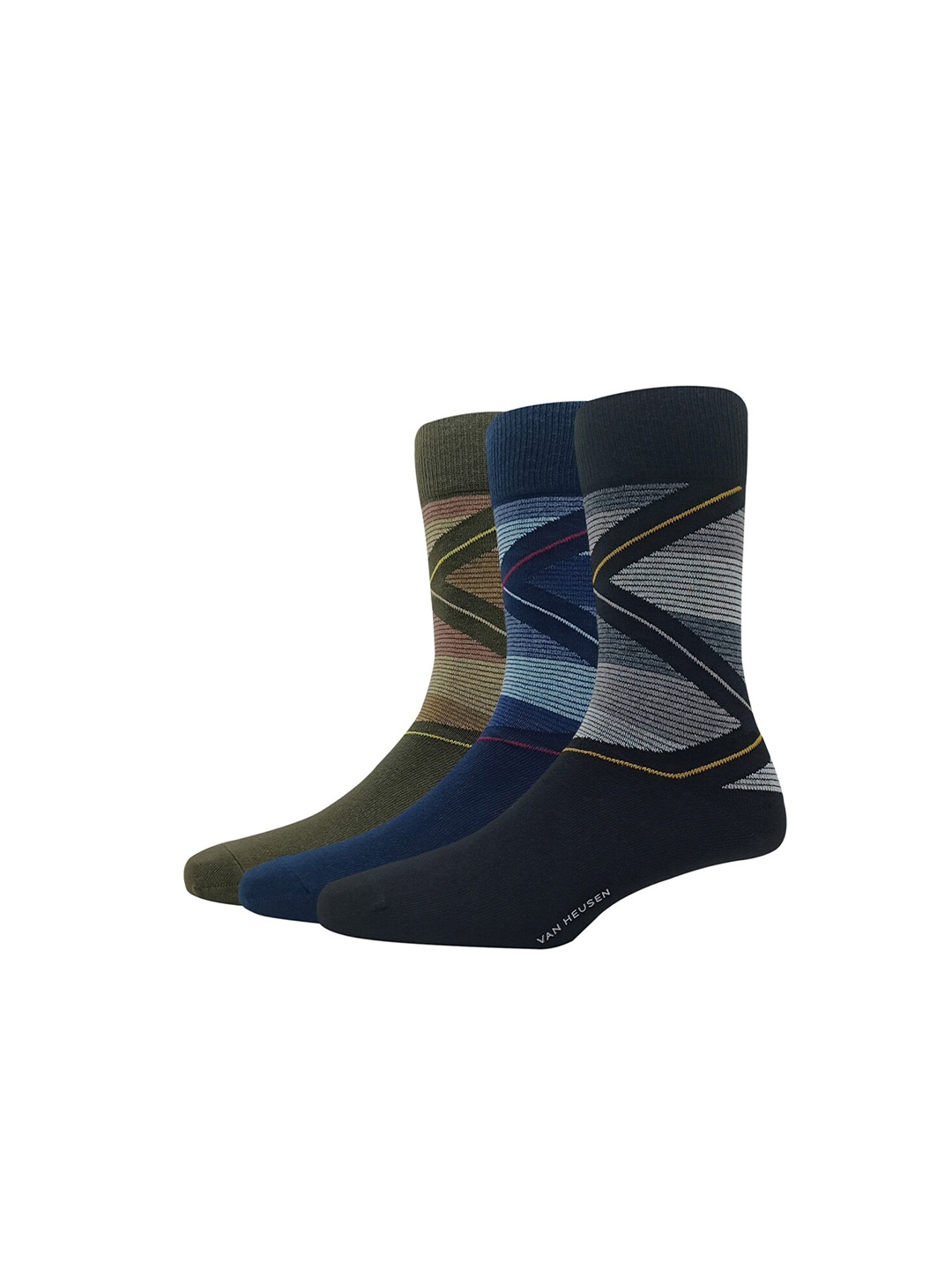 

Van Heusen Men Pack Of 3 Patterned Calf-length Socks, Black