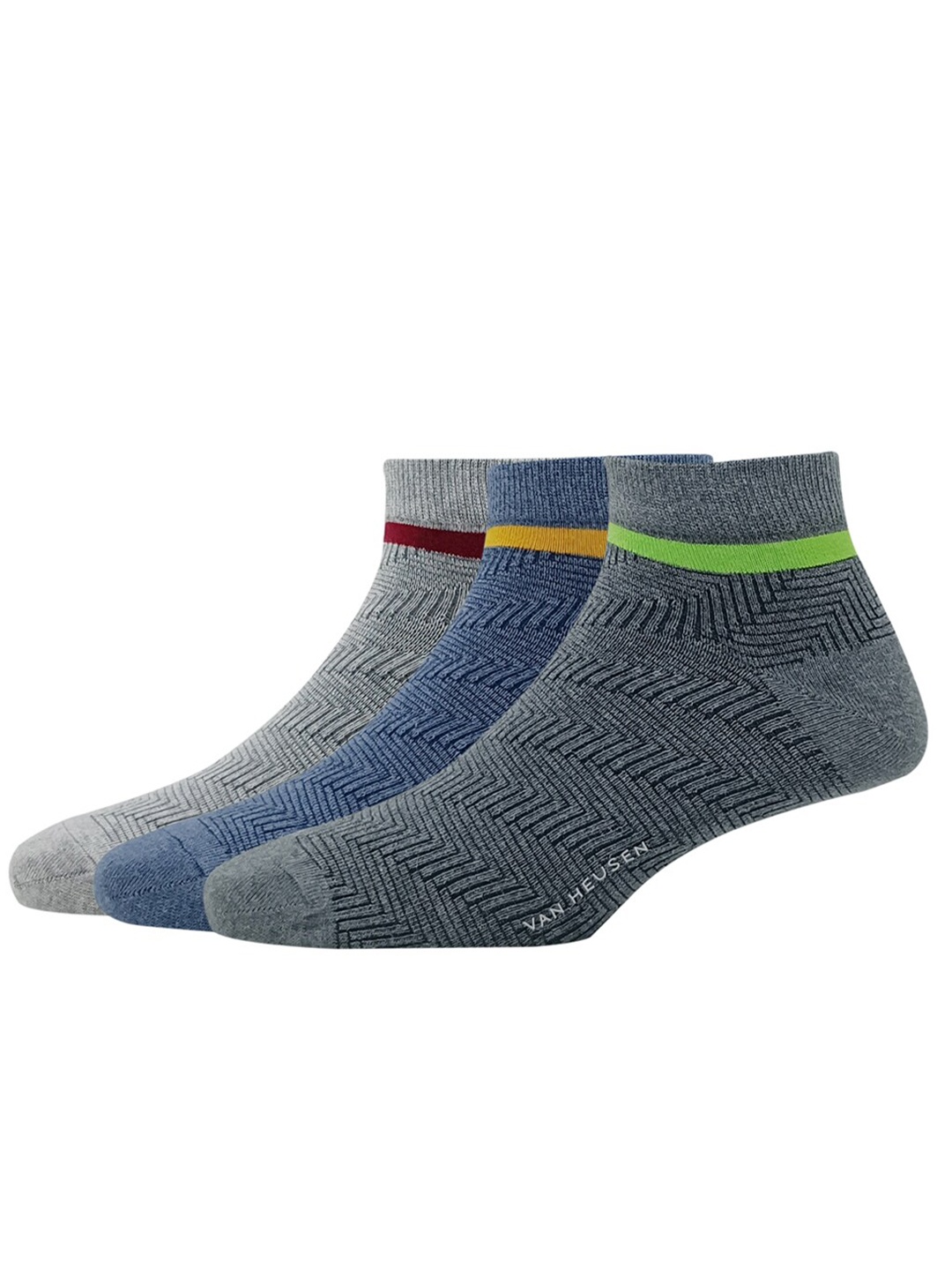 

Van Heusen Men Pack Of 3 Patterned Ankle Length Socks, Grey