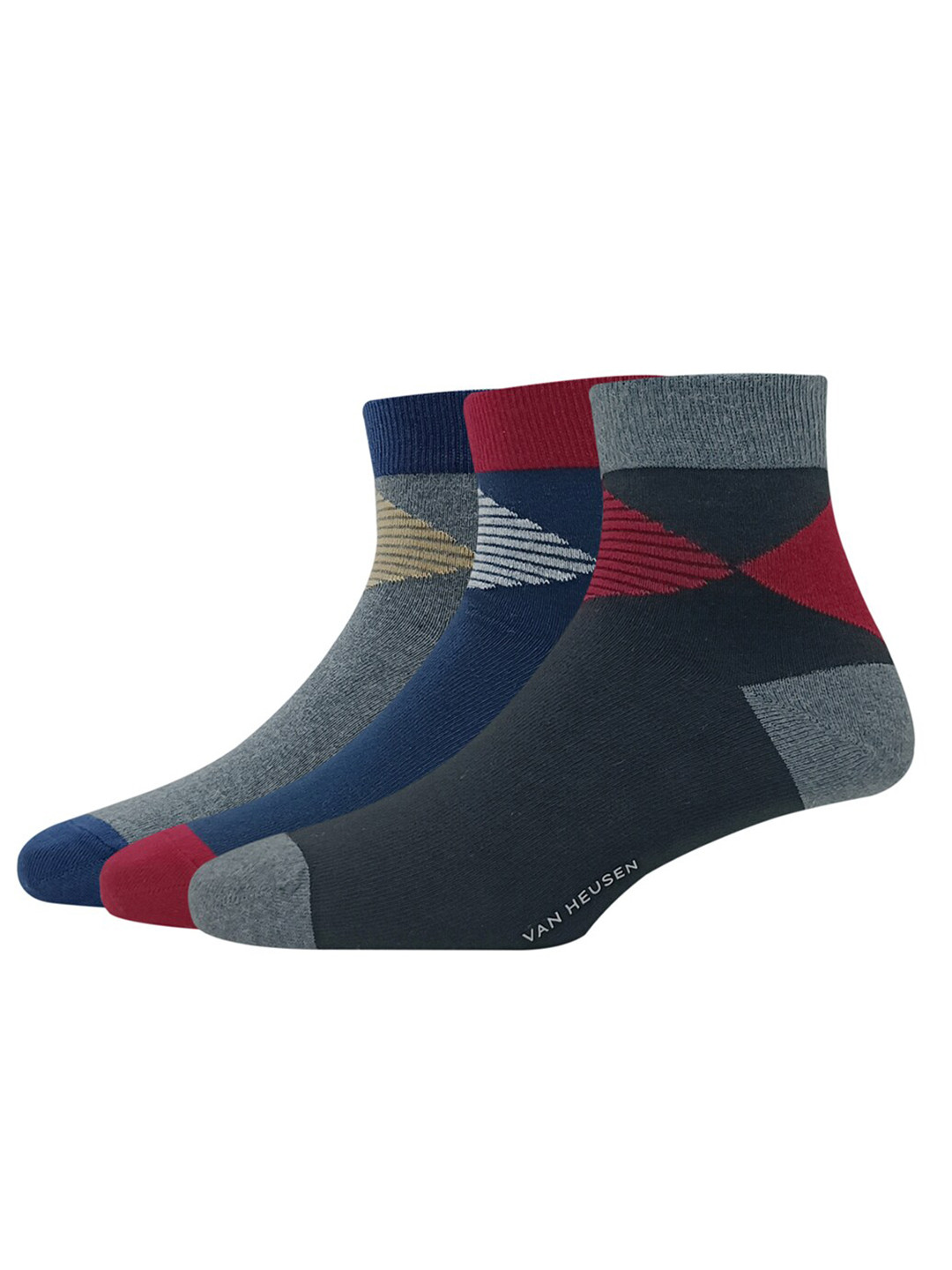 

Van Heusen Men Pack Of 3 Patterned Above Ankle-length Socks, Black