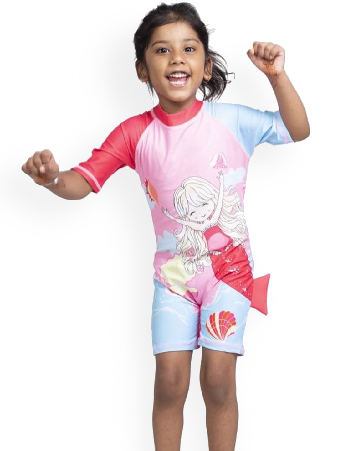 

Yellow Bee Girls Mermaid Printed Legsuit, Pink