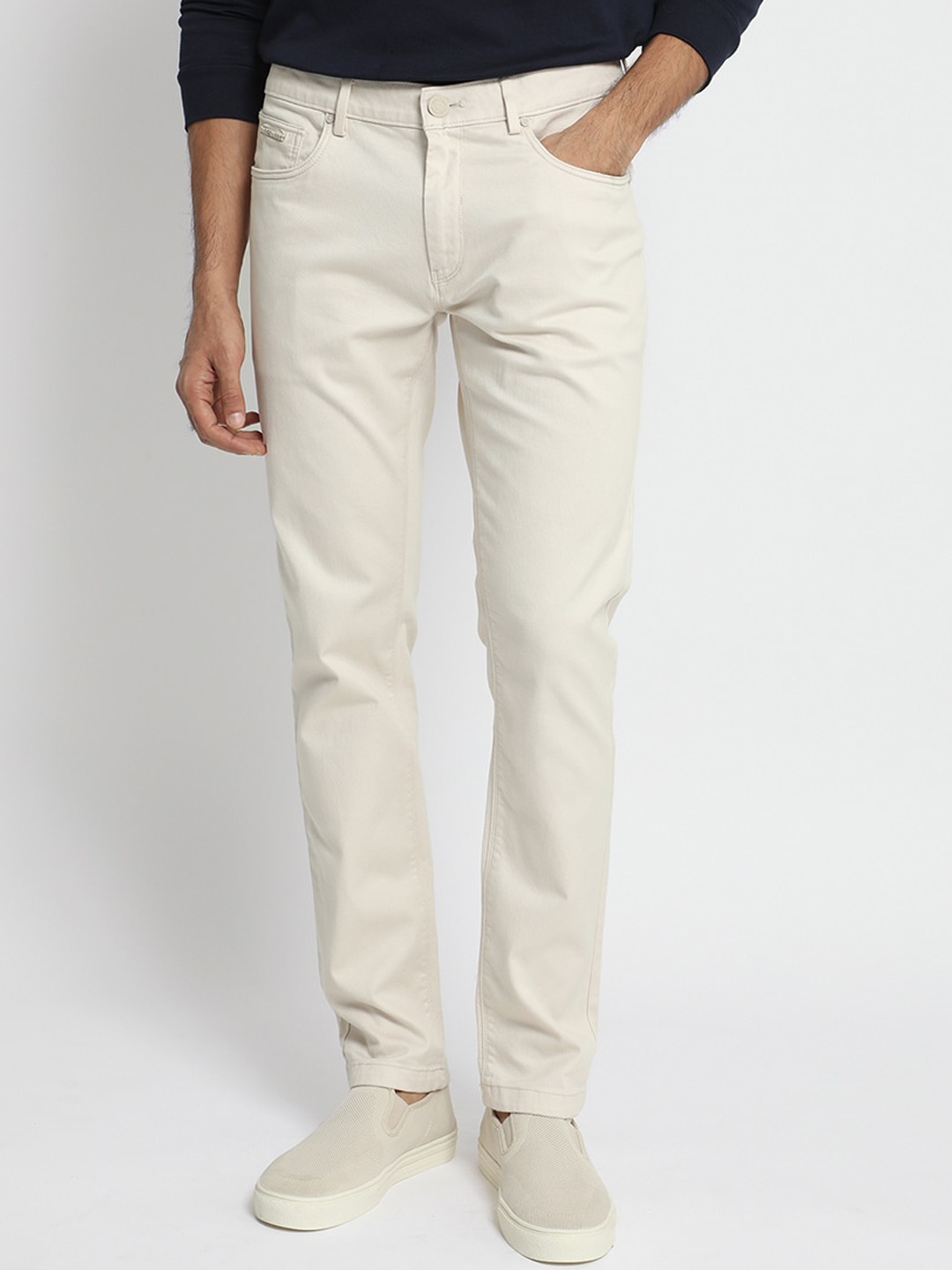 

RARE RABBIT Men Poke-2 Regular Fit Mid-Rise Cotton Trouser, Beige