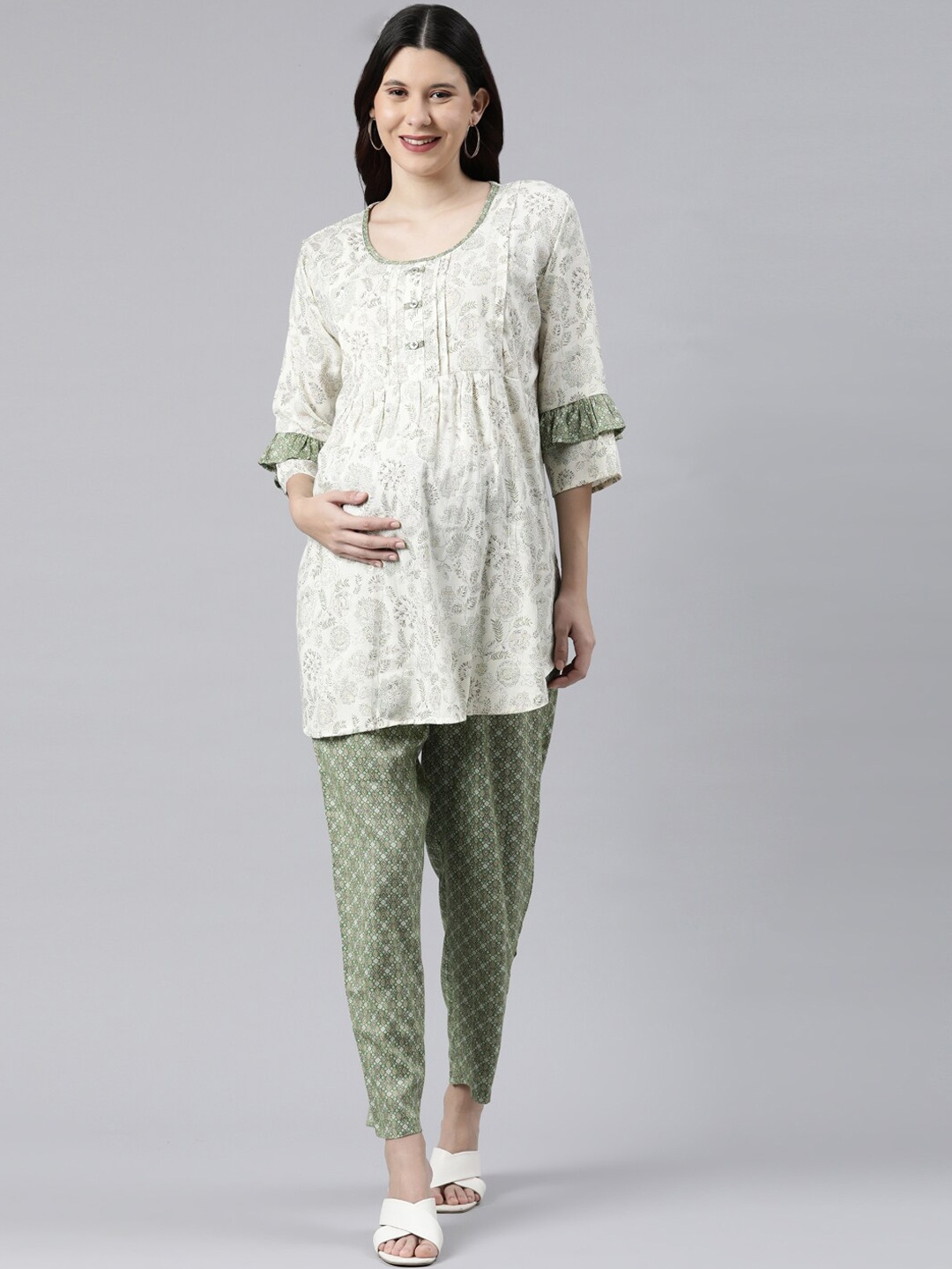 

GOLDSTROMS Printed Maternity Tunic & Trousers, Green