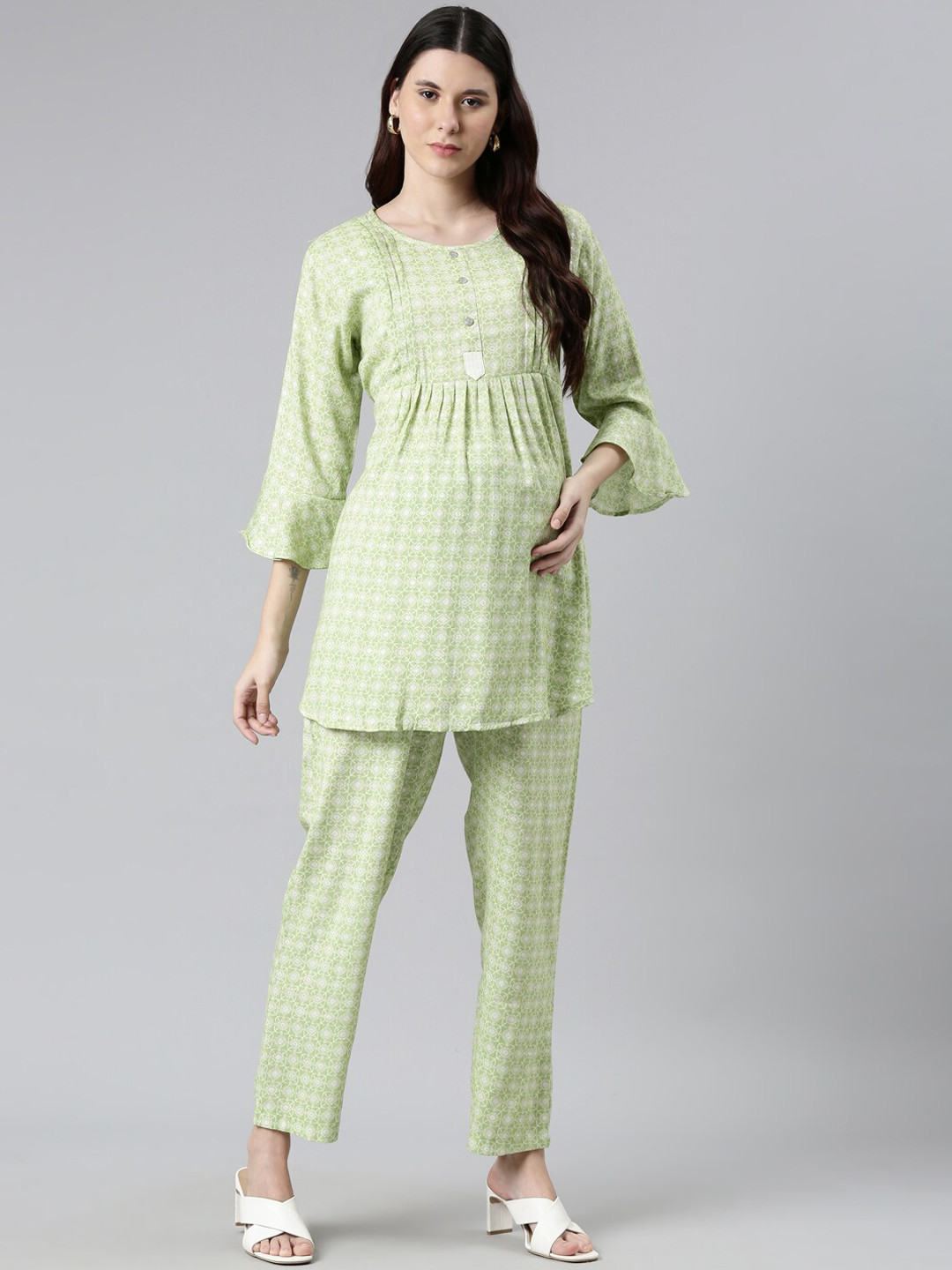 

GOLDSTROMS Printed Maternity Tunic & Trousers, Green
