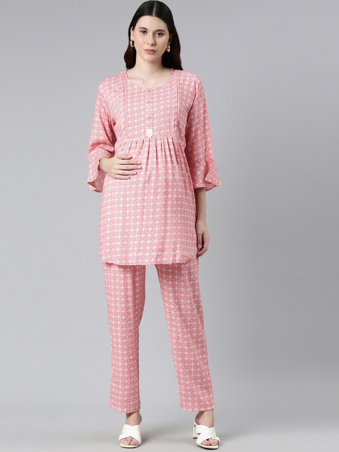 

GOLDSTROMS Printed Maternity Tunic & Trousers, Pink