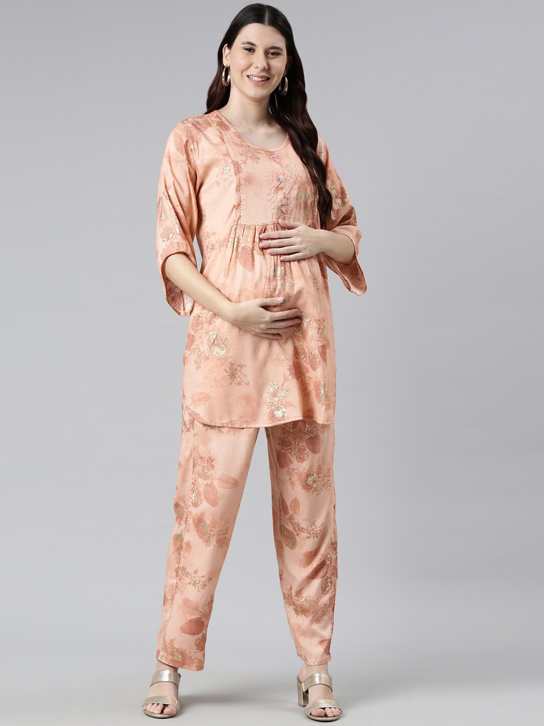 

GOLDSTROMS Printed Maternity Tunic & Trousers, Peach
