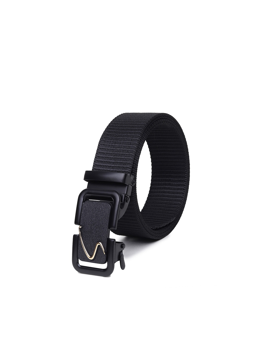 

HENEDA Men Woven Design Automatic Push Lock Buckle Casual Belt, Black