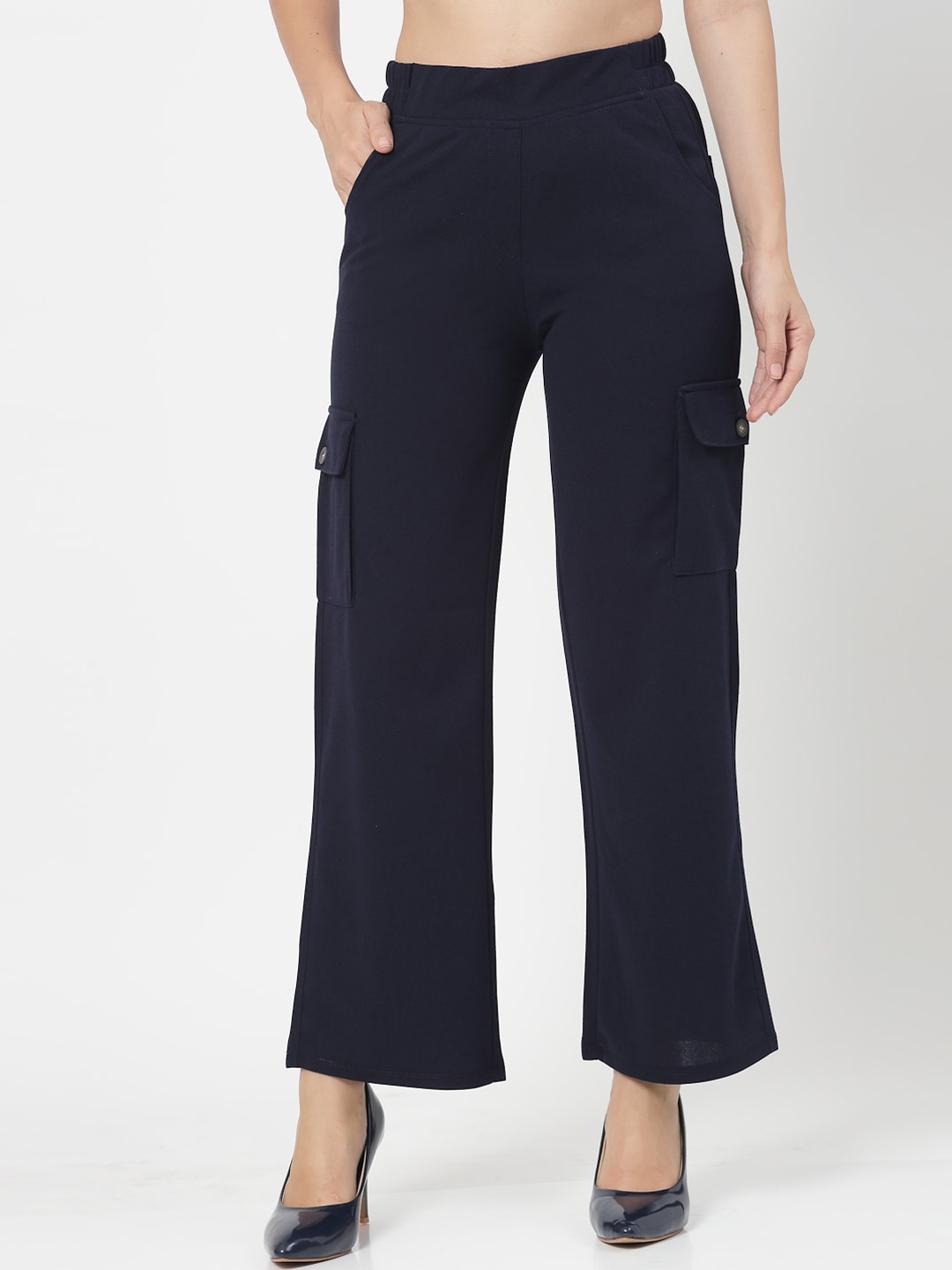 

Westwood Women Smart Loose Fit High-Rise Cargos Trousers, Blue